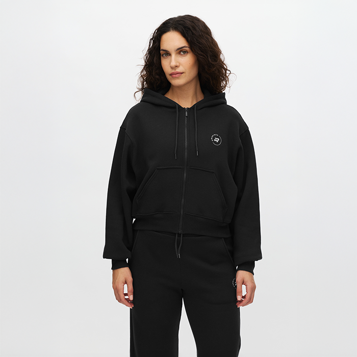 Base Hoodie med Dragkedja Svart