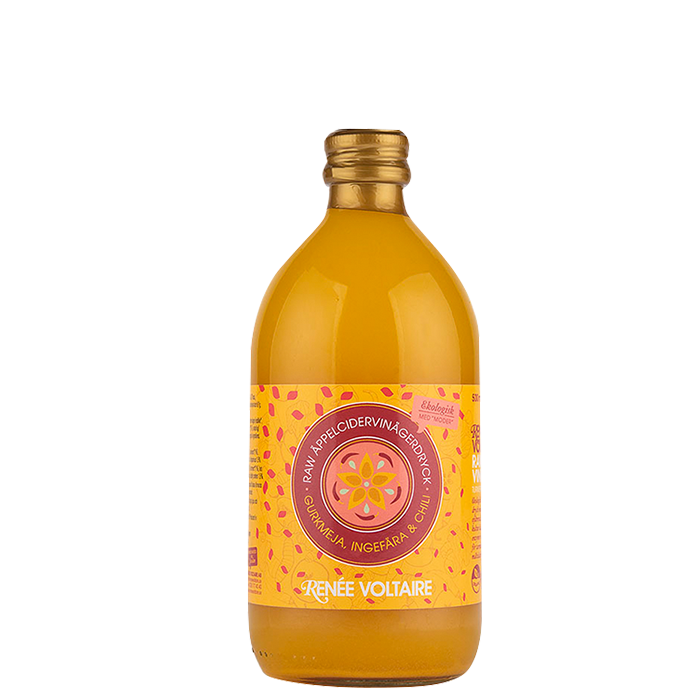 Äppelcidervinägerdryck Gurkmeja Ingefära Och Chili 500 ml